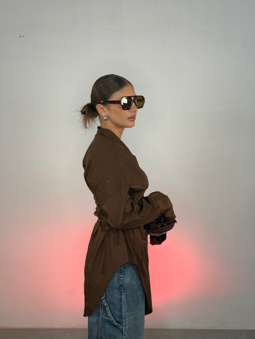 Camicia stringata marrone